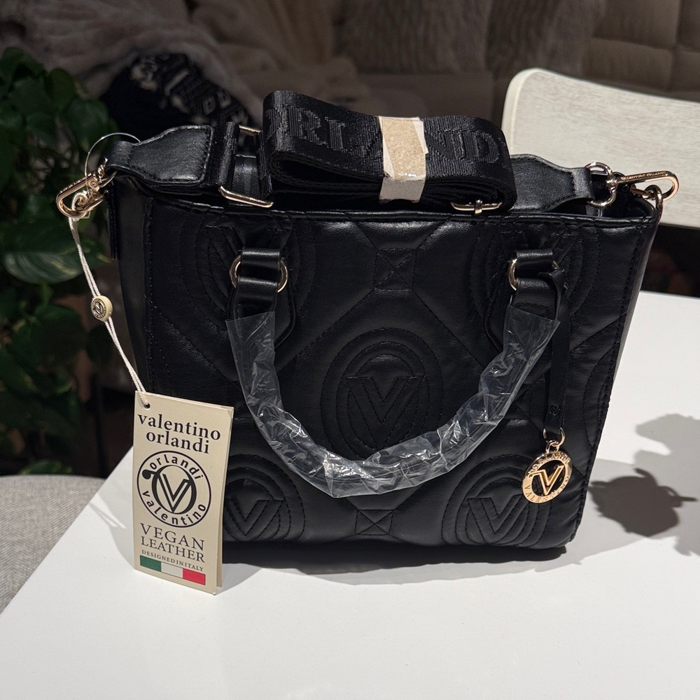 Valentino Orlandi Black Quilted Satchel